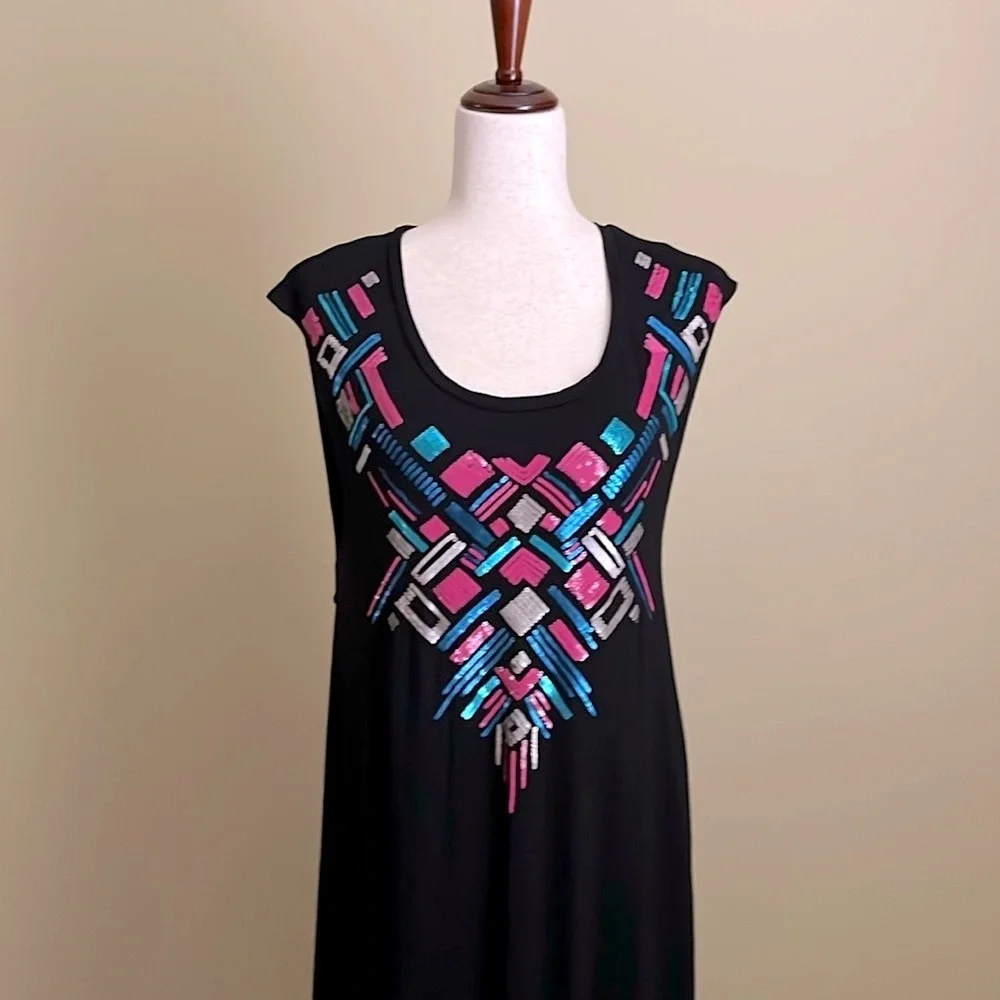 Chaser -  Glam Rock Sequined Maxi Dress - M - Perfect for Beach, Pool to Street - Picture 4 of 9
